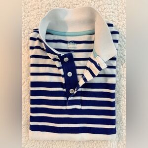 Boden Navy and White Striped Polo T-shirt